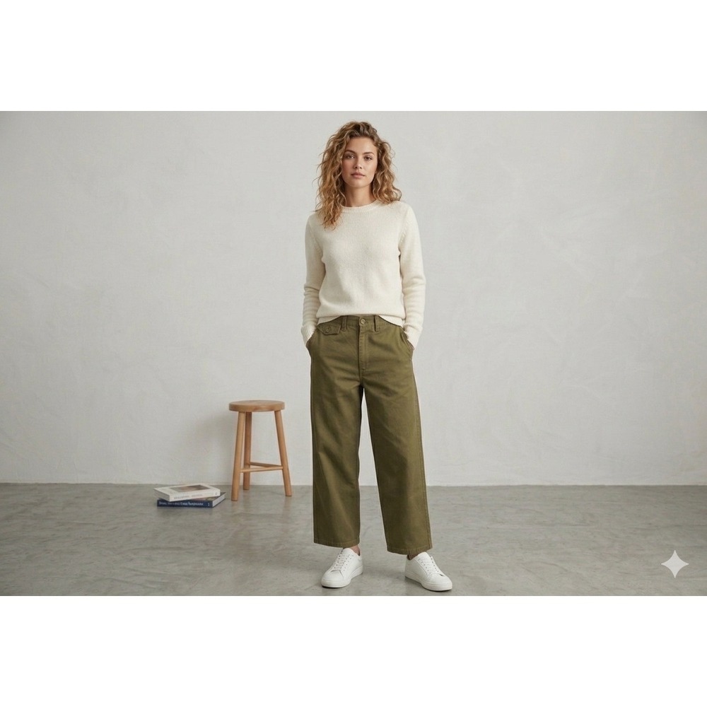 Vintage Polo Jeans Co Ralph Lauren Chino Pants Women 8 Wide Leg Utility Y2K - Picture 1 of 7